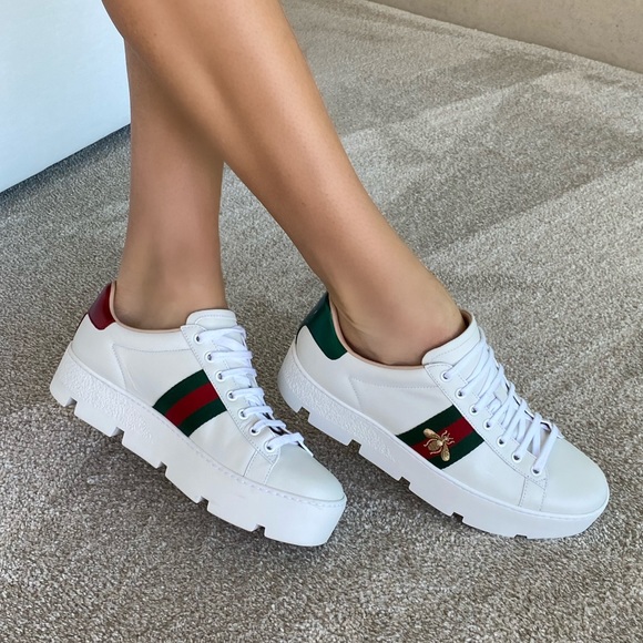 Gucci Shoes - GUCCI Women's Ace Embroidered Platform Sneakers